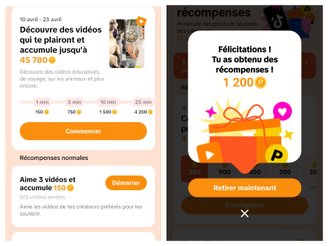 O programa de recompensas premia usuários com moedas por ações diárias, como assistir a vídeos e convidar amigos. (Imagem: Le Monde/Reprodução)