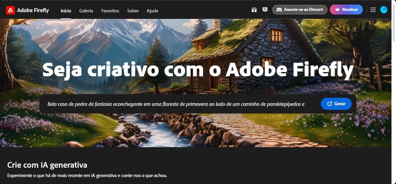 A página inicial da IA generativa da Adobe.