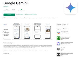 A página do Gemini na loja de apps do Android.