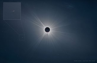A imagem foi construída a partir de 100 quadros capturados durante o eclipse solar total de 2024.
