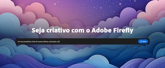 A página principal do Adobe Firefly dá sugestões de prompts.
