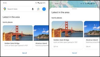 Google Maps: interface atual e interface testada em fevereiro.