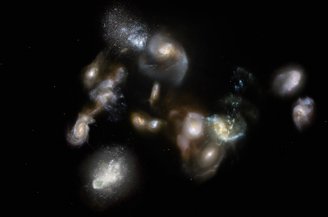 O protocluster SPT2349-56 fica a aproximadamente 4,3 bilhões de anos-luz da Terra.