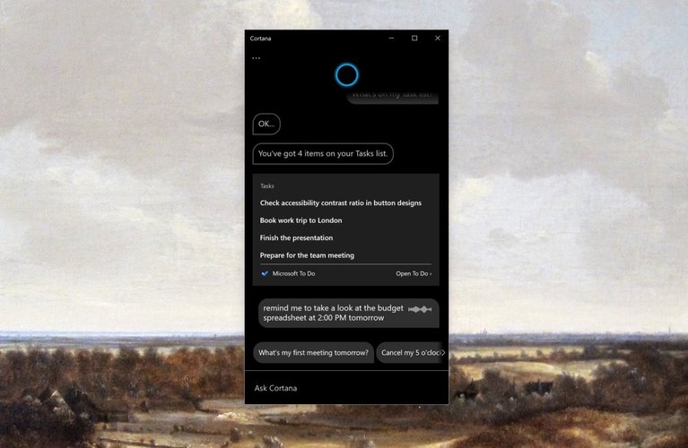 A Cortana em funcionamento no Windows.