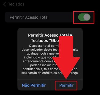 É preciso permitir o acesso total do Gboard para que ele funcione também no WhatsApp