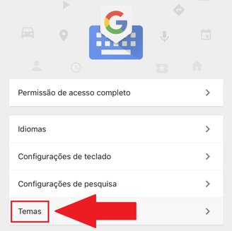 Procure pela opção "Tema" e aperte nela