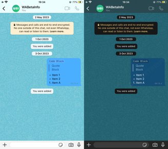 Versão de testes do WhatsApp libera recurso para trocar a cor dos balões de conversa.