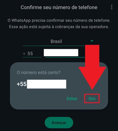 Aperte em "Sim" para prosseguir com o cadastro do número fixo.