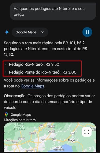 A Gemini fez o somatório dos pedágios e o valor de cada um deles
