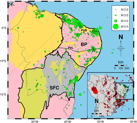 Apesar da possibilidade do tremor no Nordeste, o Brasil está localizado em uma região significativamente segura contra terremotos.