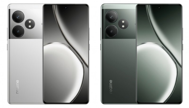 O Realme GT 6T está disponível em duas cores: prata e verde.