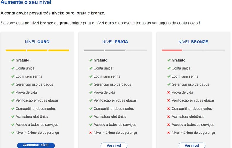 Escolha qual tipo de conta deseja obter e realize os procedimentos indicados para aumentar o nível. (Fonte: TecMundo/Reprodução)