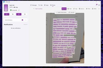 O Vincular ao Celular do Windows 11 agora é capaz de extrair texto de imagens.