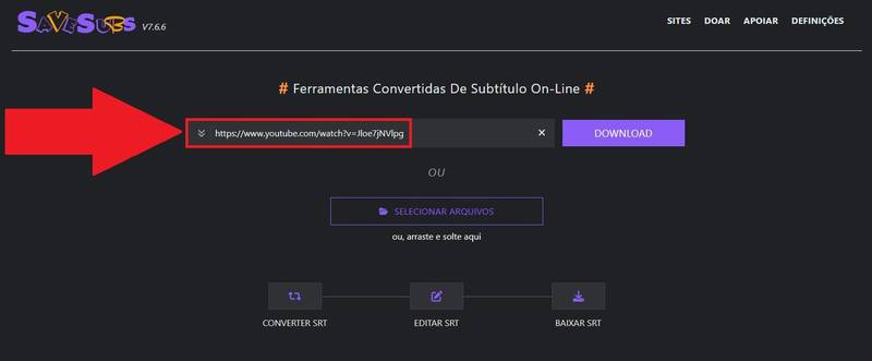 Depois de colar o endereço do vídeo, aperte em Download.