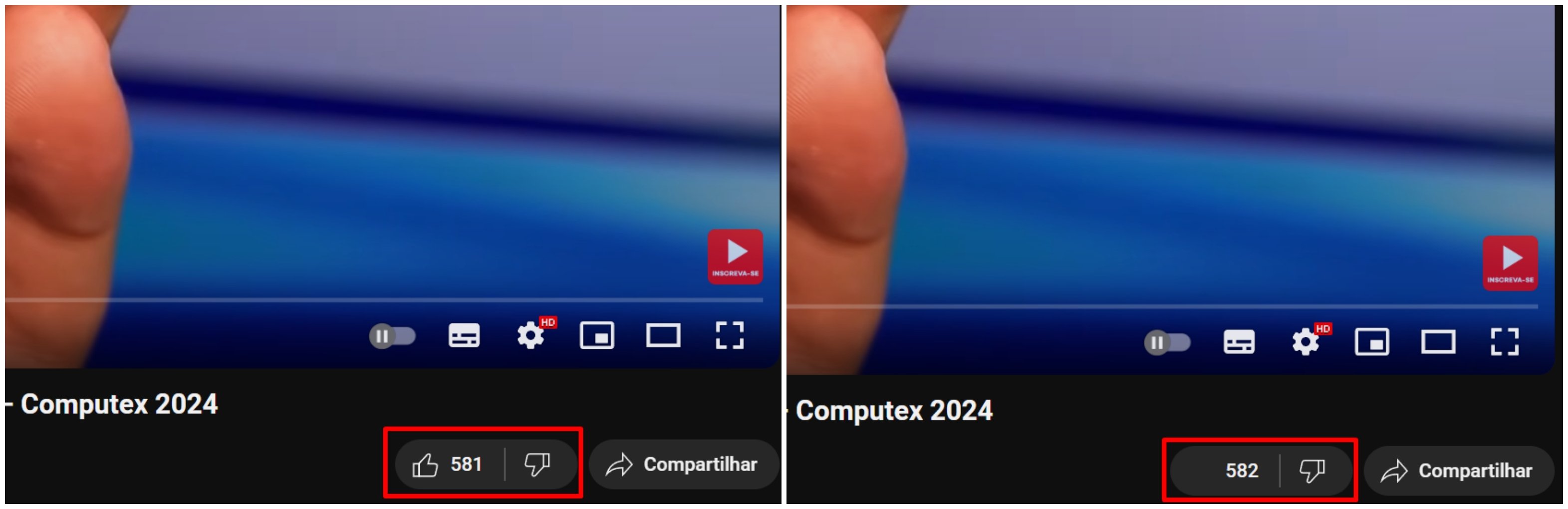 Bug do YouTube faz o ícone de dedo polegar para cima desaparecer, mas os likes são contabilizados normalmente.