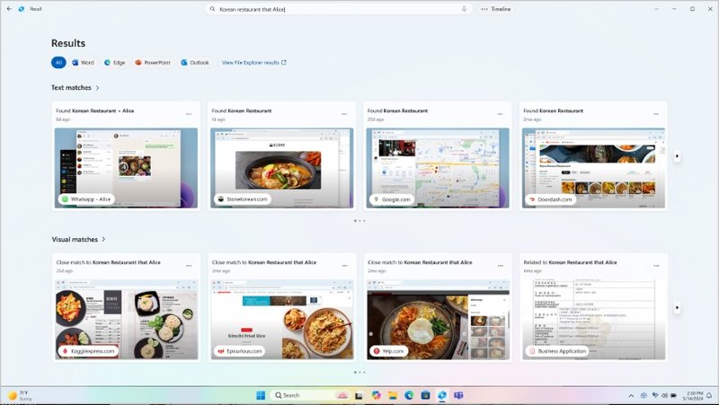 O Recall do Windows 11 vai mostrar tudo o que você fez no computador. (Imagem: Microsoft/Divulgação)