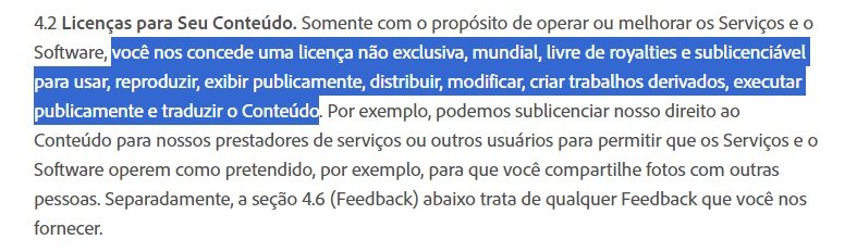 Os termos garantem compartilhamento em casos específicos, mas é pouco claro quanto a isso.