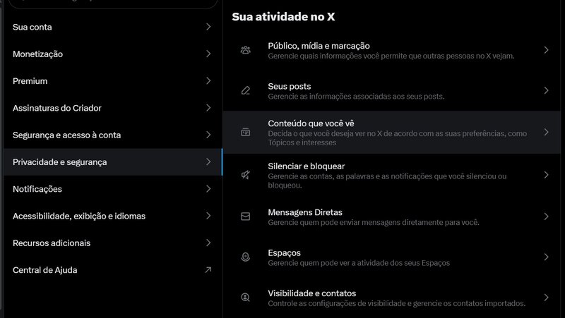 Continue para essa área dentro do seu perfil no X. (Fonte: TecMundo/Reprodução)