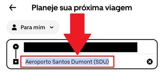 Insira no destino da viagem o aeroporto no qual você deseja fazer o agendamento.