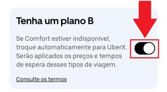 Com o "plano B" ativado, uma outra categoria é preenchida caso a selecionada não tenha carros disponíveis.