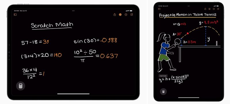 Desenhos e contas feitas na mão com o Apple Pencil viram cálculos de verdade.