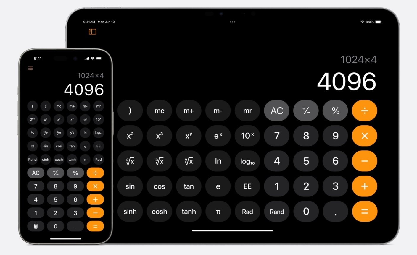 Nova calculadora do iPad e iPhone. (Imagem: YouTube Apple/Reprodução)