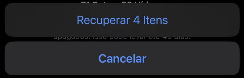 Você pode selecionar quantas fotos quiser para restaurar no seu iPhone.