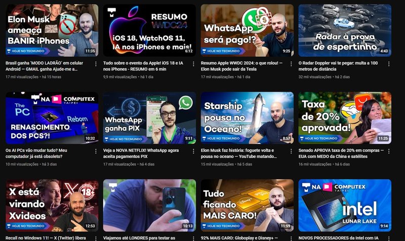 As thumbnails são responsáveis por atrair a atenção do usuário e apresentar uma prévia estática do conteúdo.