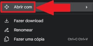 Clique em "Abrir com" para ter acesso a mais opções.