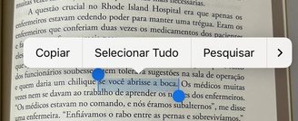 É possível copiar uma parte do texto, ou até mesmo selecionar tudo.