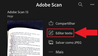 Aperte em "Editar texto" para começar a edição do conteúdo.