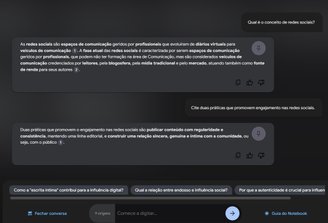 A conversa com o chatbot e as fontes indicadas.