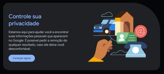 O novo site de controle de privacidade. (Imagem: Google/Divulgação)