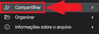 Aperte nas opções de compartilhamento para fazer seguir com o procedimento