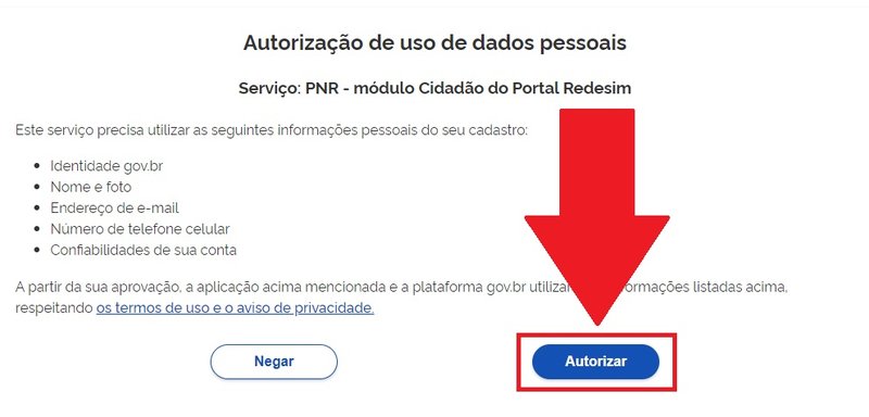 É preciso autorizar o uso de seus dados no site do Governo Federal para seguir com a Proteção do CPF