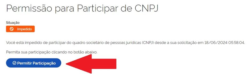 É preciso clicar no botão para seguir com o procedimento