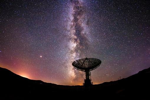 Radiotelescópios de banda ultralarga captam radiação eletromagnética com precisão.