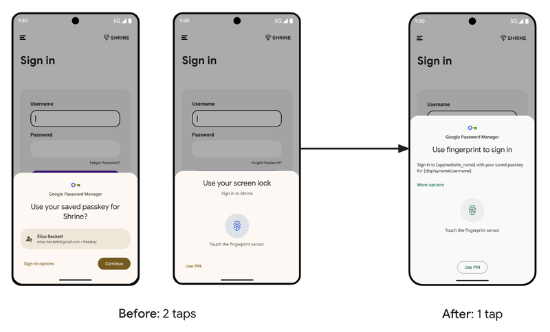 Prompt de login com uso de passkeys ganha interface com toque único.