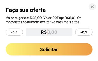 Digite o valor no campo de texto central, ou use os botões laterais para ajustar o preço oferecido