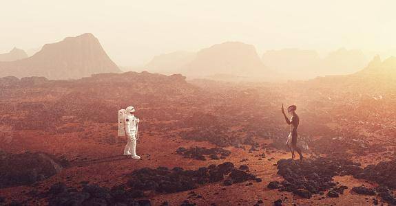 Representação artística de como seria um contato presencial entre humanos e seres extraterrestres.