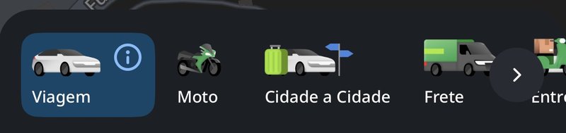 No InDrive é possível escolher entre viagens comuns, ou até entre outras cidades