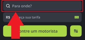 É preciso informar o destino da sua viagem antes de oferecer um preço por ela