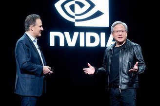 Jensen Huang (à direita), CEO da Nvidia. (Imagem: Getty Images)