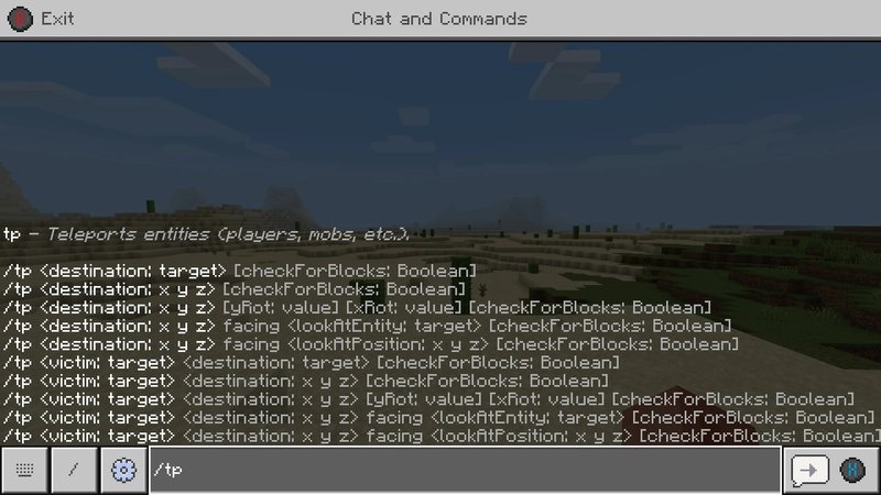 Console onde os jogadores devem digitar os comandos (cheats) em Minecraft.