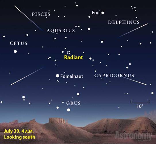 A chuva de meteoros Delta Aquáridas do Sul irá irradiar da constelação de Aquário.