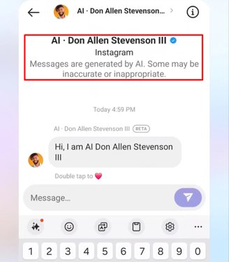 Notice in the chat window, about the conversation being automated. (Image: Mark Zuckerberg/Reproduction)