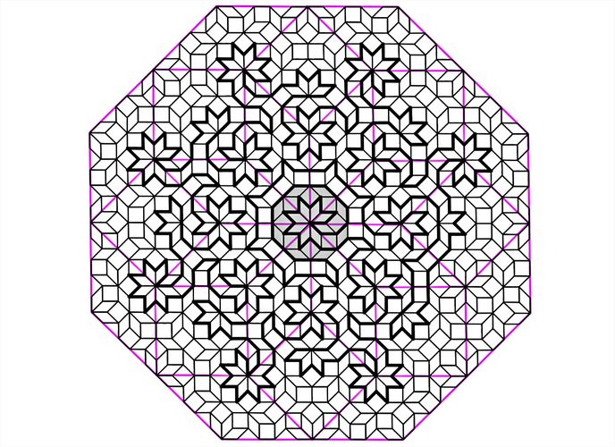 Representação de um ladrilho Ammann-Beenker. 