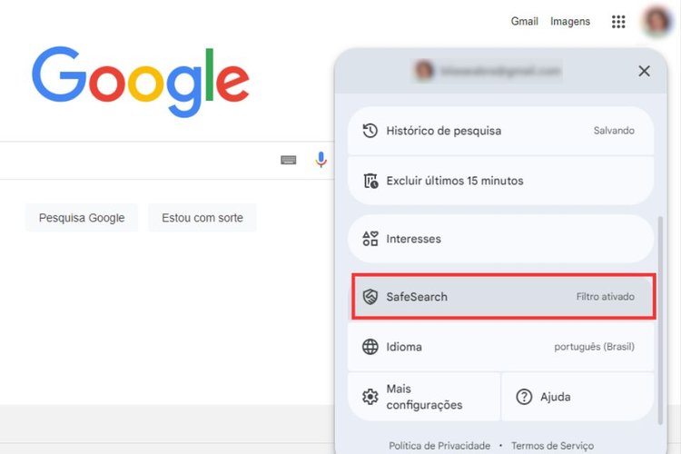 É preciso fazer o login na sua conta Google para alterar o SafeSearch.