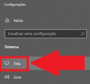 Procure pela opção "Tela" na lista.