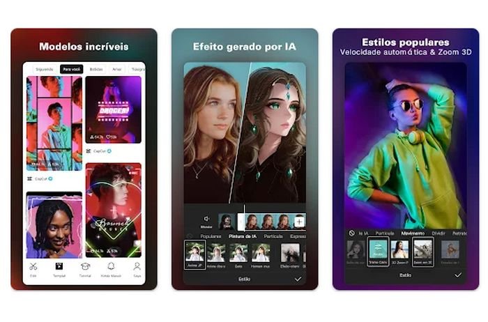 O CapCut é um editor de vídeos gratuito disponível em várias plataformas. (Imagem: Google Play Store/Reprodução)
